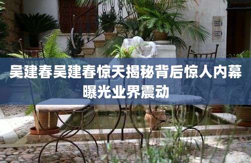 吴建春吴建春惊天揭秘背后惊人内幕曝光业界震动