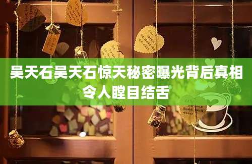 吴天石吴天石惊天秘密曝光背后真相令人瞠目结舌