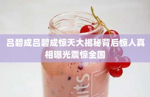 吕碧成吕碧成惊天大揭秘背后惊人真相曝光震惊全国