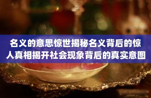 名义的意思惊世揭秘名义背后的惊人真相揭开社会现象背后的真实意图