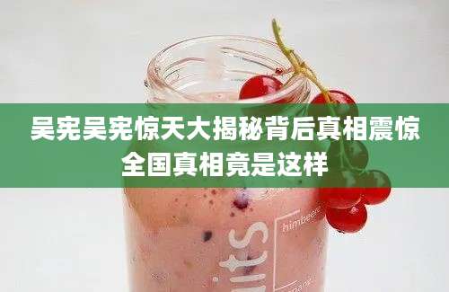 吴宪吴宪惊天大揭秘背后真相震惊全国真相竟是这样