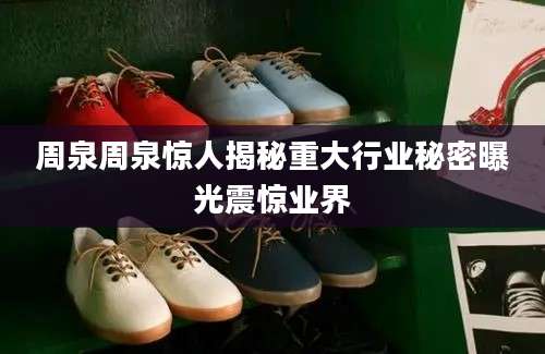 周泉周泉惊人揭秘重大行业秘密曝光震惊业界