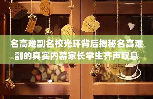 名高难副名校光环背后揭秘名高难副的真实内幕家长学生齐声叹息