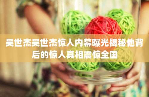 吴世杰吴世杰惊人内幕曝光揭秘他背后的惊人真相震惊全国