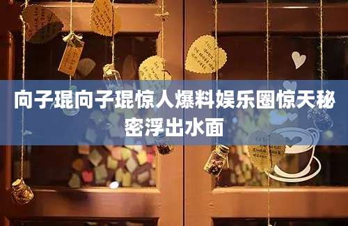 向子琨向子琨惊人爆料娱乐圈惊天秘密浮出水面