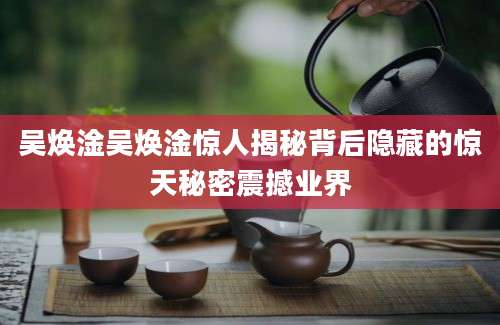 吴焕淦吴焕淦惊人揭秘背后隐藏的惊天秘密震撼业界