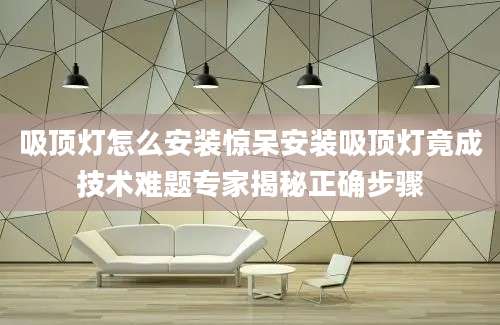 吸顶灯怎么安装惊呆安装吸顶灯竟成技术难题专家揭秘正确步骤
