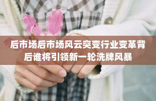 后市场后市场风云突变行业变革背后谁将引领新一轮洗牌风暴